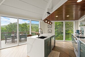 Fridge, microwave, oven, stovetop - Luxury Mountain Home in Banner Elk with unobstructed views & Infrared Sauna! (Seven Devils)