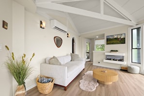 TV, fireplace