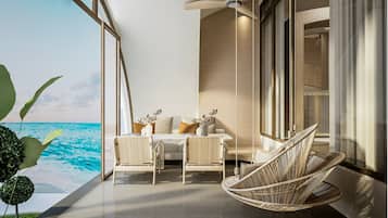 Deluxe-huone, merinäköala (Casita with Pool) | Oleskelualue