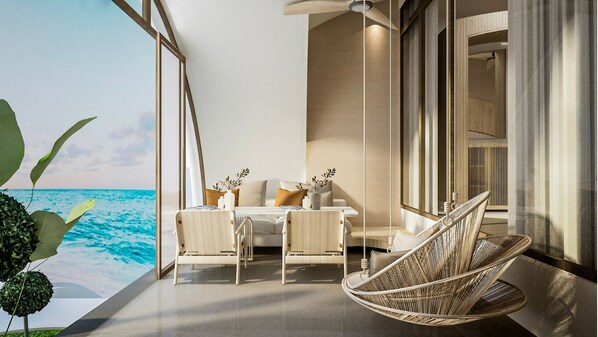 华丽客房, 海景 (Casita with Pool) | 起居区
