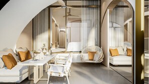 ห้องดีลักซ์, วิวทะเล (Casita with Pool) | บริเวณนั่งเล่น