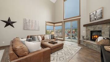 TV, fireplace, foosball, computer monitors