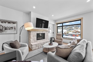 TV, fireplace