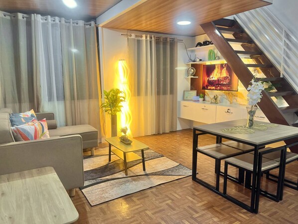 Ferienhütte, 1 Schlafzimmer, Raucher, Gartenblick | Wohnzimmer