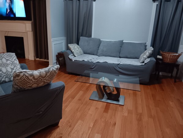 Smart TV, fireplace, computer monitors