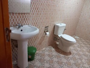 Douche, serviettes fournies, savon, papier toilette