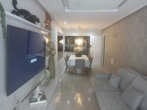 Living area - 1-High standard and sophistication beach, the best apartment, comfort, luxury and view (Vila Caiçara Praia Grande)