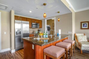 Fridge, microwave, oven, dishwasher