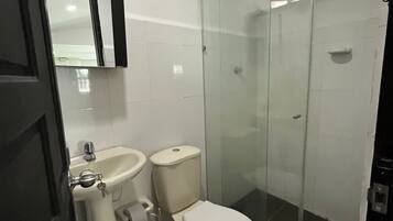 Secador de pelo, toallas, jabón, papel higiénico