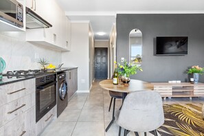 Fridge, microwave, oven, toaster