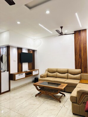 Smart TV, fireplace, video games, books