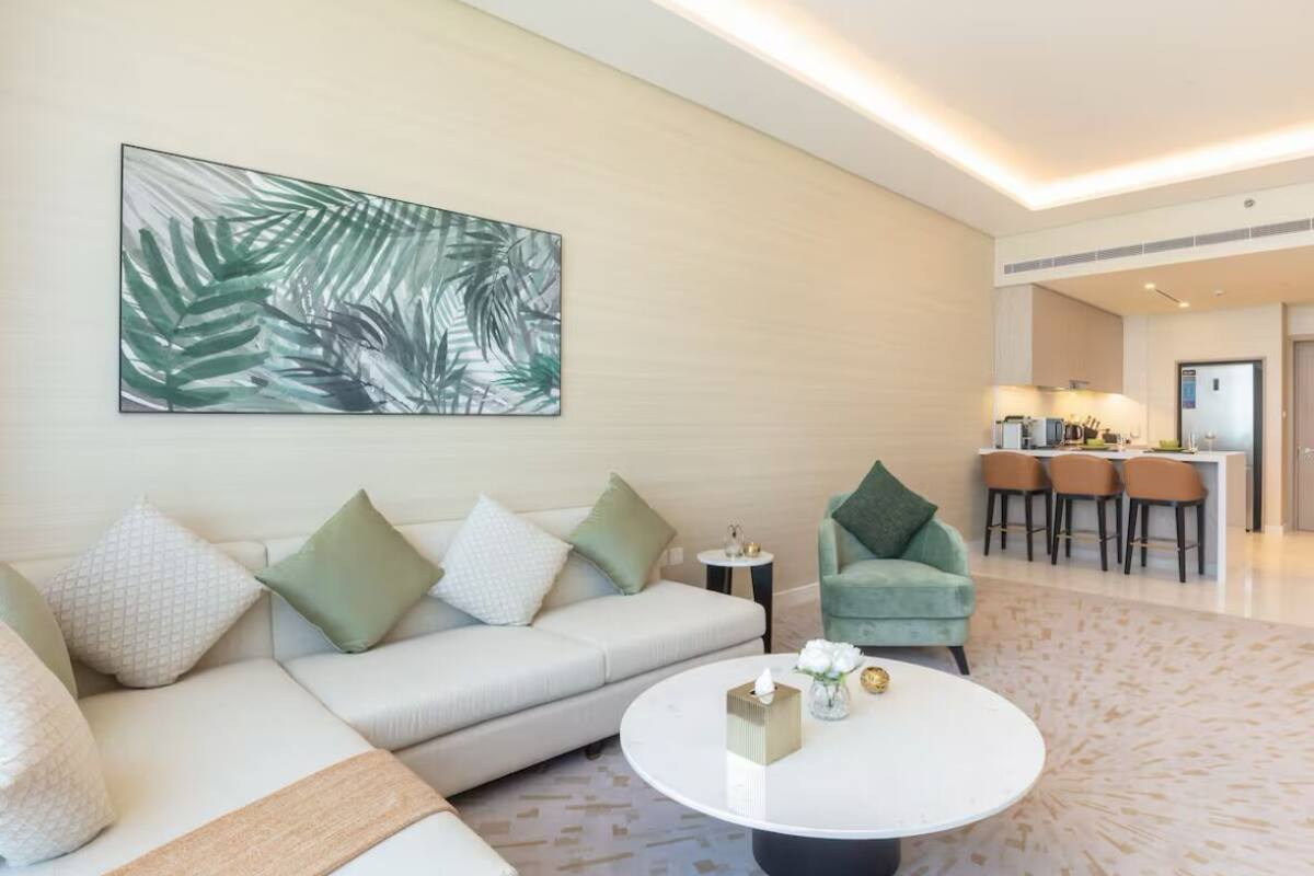 Luxury-Apartment, Meerblick | Wohnbereich