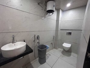 Shower, slippers, soap, shampoo