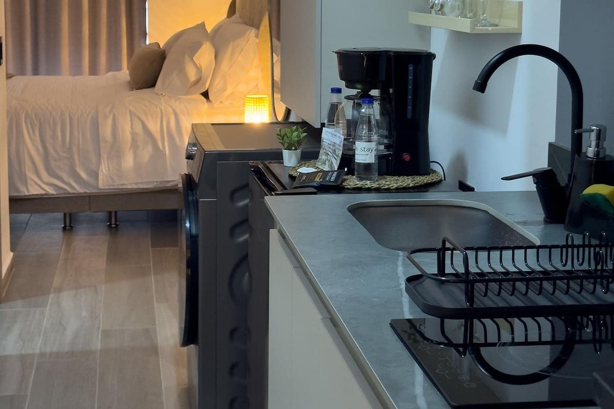 Luxury Apartment | In-room safe, desk, laptop workspace, iron/ironing board