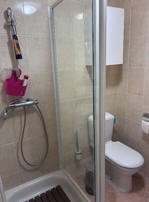 Dusche, Handtücher, Seife, Toilettenpapier