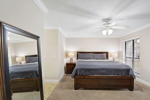 3 bedrooms, desk, iron/ironing board, travel cot