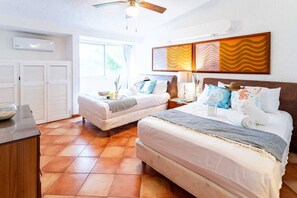 4 bedrooms, desk, iron/ironing board, travel cot