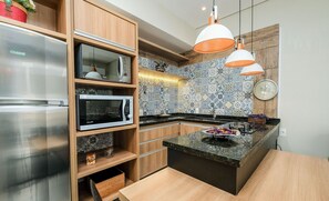 Private kitchen - Apart Foot on Sand for Couples in Floripa Ida105 (Florianópolis)