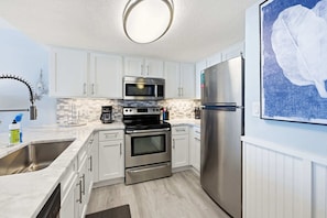 Fridge, microwave, coffee/tea maker, toaster - NEW Baywatch Renovated with Direct Oceanfront Views (North Myrtle Beach)