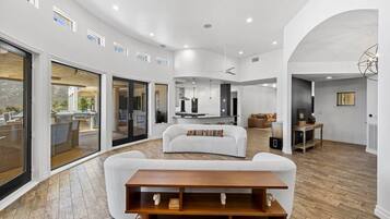 Smart TV, fireplace, video games, table football