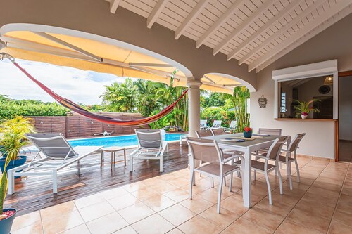 Villa Blue Cane with a pool and ping-pong table, perfect for families