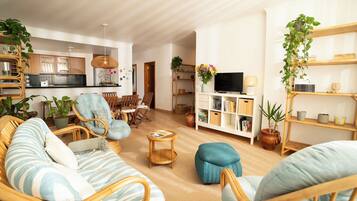 TV, books, stereo