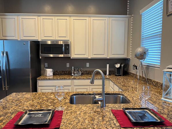 Fridge, microwave, oven, dishwasher