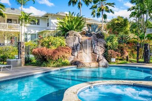 Outdoor pool, a heated pool - Beautiful 2bdrm Condo Facing Lawn, Pool & Hot Tub! (Princeville)