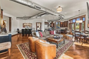 TV, fireplace - Downtown Penthouse | Chef's Kitchen | Covered Parking (Steamboat Springs)