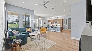 TV, fireplace, offices