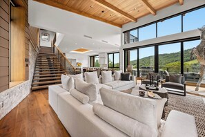 Smart TV, fireplace, stereo, offices