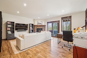 TV, fireplace, printers