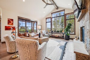 TV, fireplace, printers