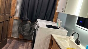 Towels, soap, shampoo, toilet paper - The Rustic Railroad Studio     5 Min to HWY 63            Kitchen + Washer/Dryer (Renick)