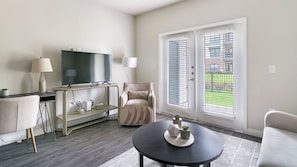 Apartment, 2 Bedrooms (QueenBed) | Living area | 50-inch TV with digital channels