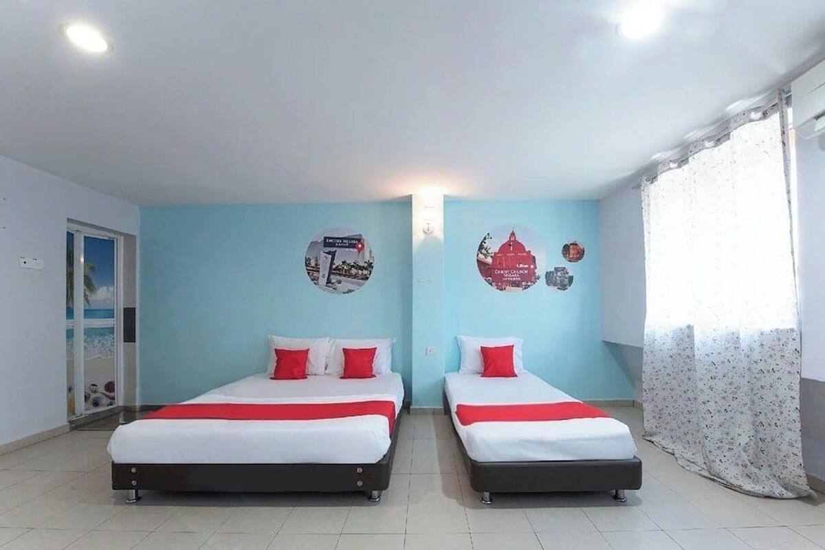 Desk, free WiFi, bed sheets