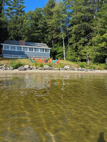 Peaceful 3 BR year round cottage w/dock and sandy beach on Long Lake in Bridgton
