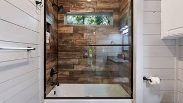 Shower, eco-friendly toiletries, hair dryer