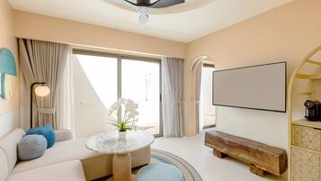 Villa, 1 Bedroom (Private) | Living area | 43-inch LED TV with satellite channels, iPod dock