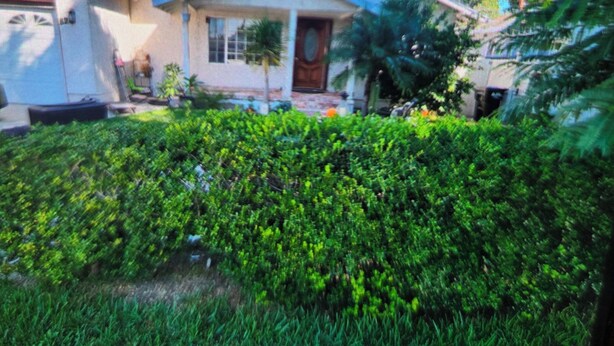Una casa residenziale con portico, garage e giardino curato.