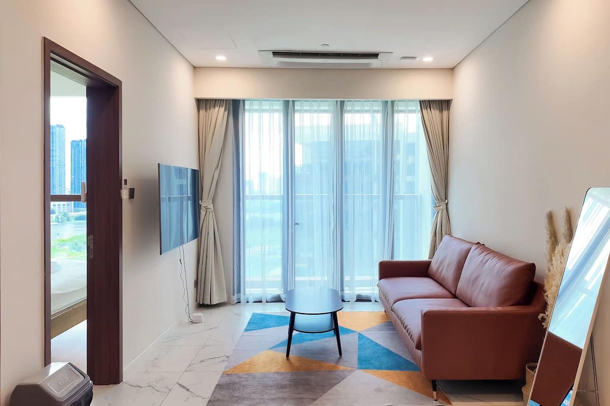 Apartamento superluxo, 2 quartos, vista para a cidade | Área de estar