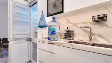 Luxury Apartment, 2 Bedrooms, City View | Private kitchen | Fridge, microwave, stovetop, electric kettle