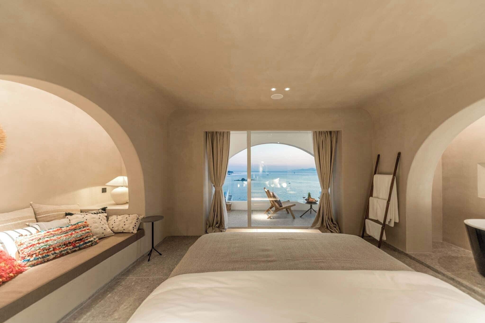 Doppia Design, vista mare | Biancheria da letto di alta qualità, minibar, con stile personalizzato