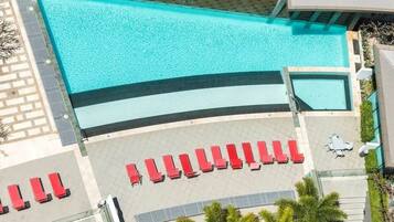 Outdoor pool, sun loungers