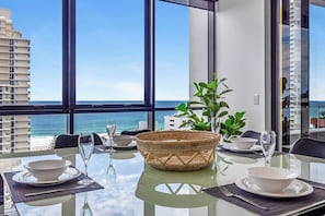 Luxury Apartment, Air conditioning, Ocean View | Private kitchen | Highchair