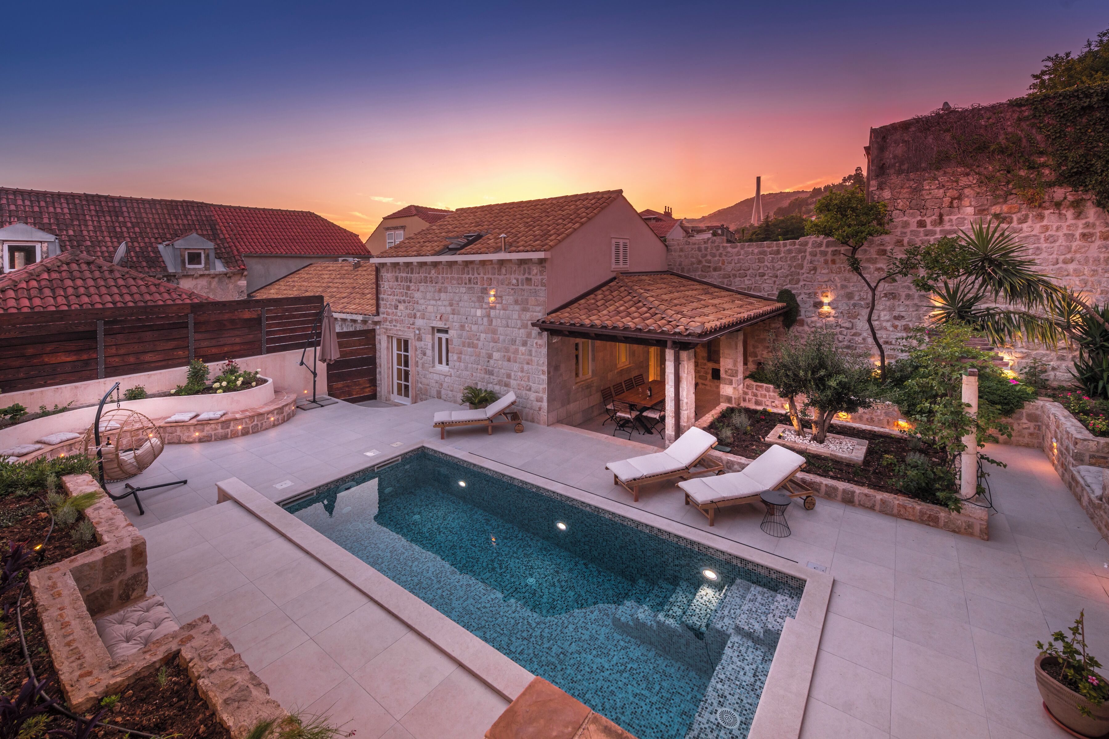 Piscine extérieure, piscine chauffée