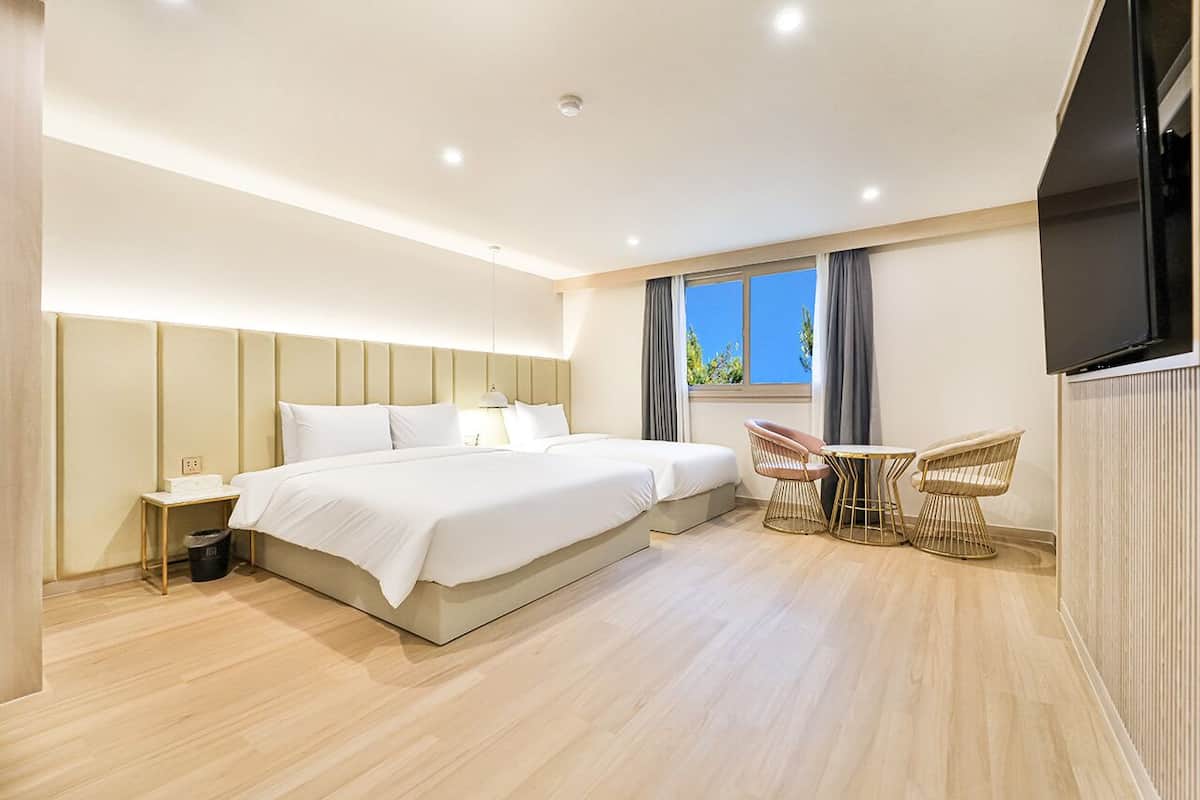 Deluxe Twin Room | Desk, laptop workspace, blackout drapes, soundproofing