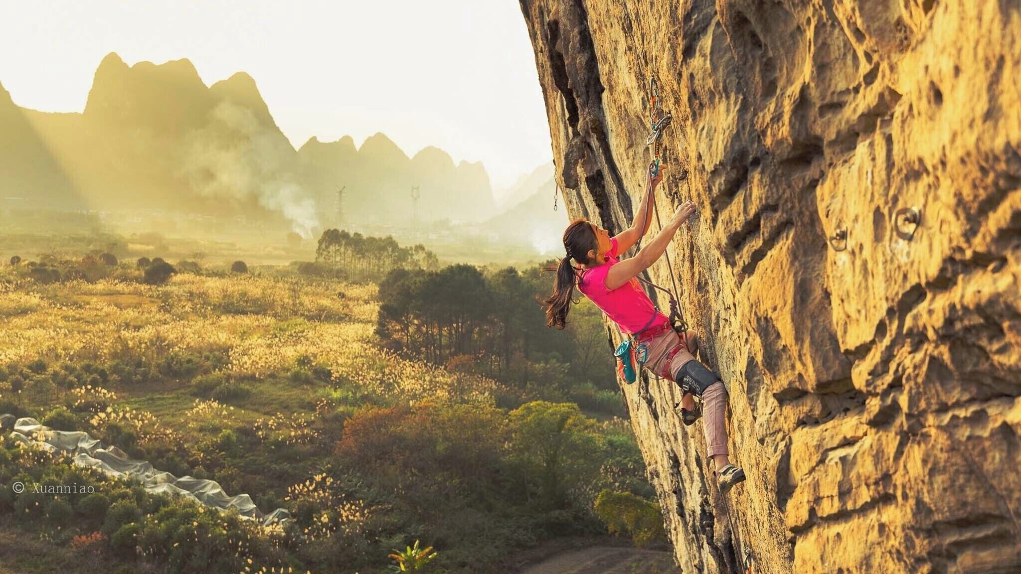 Outdoor rock climbing