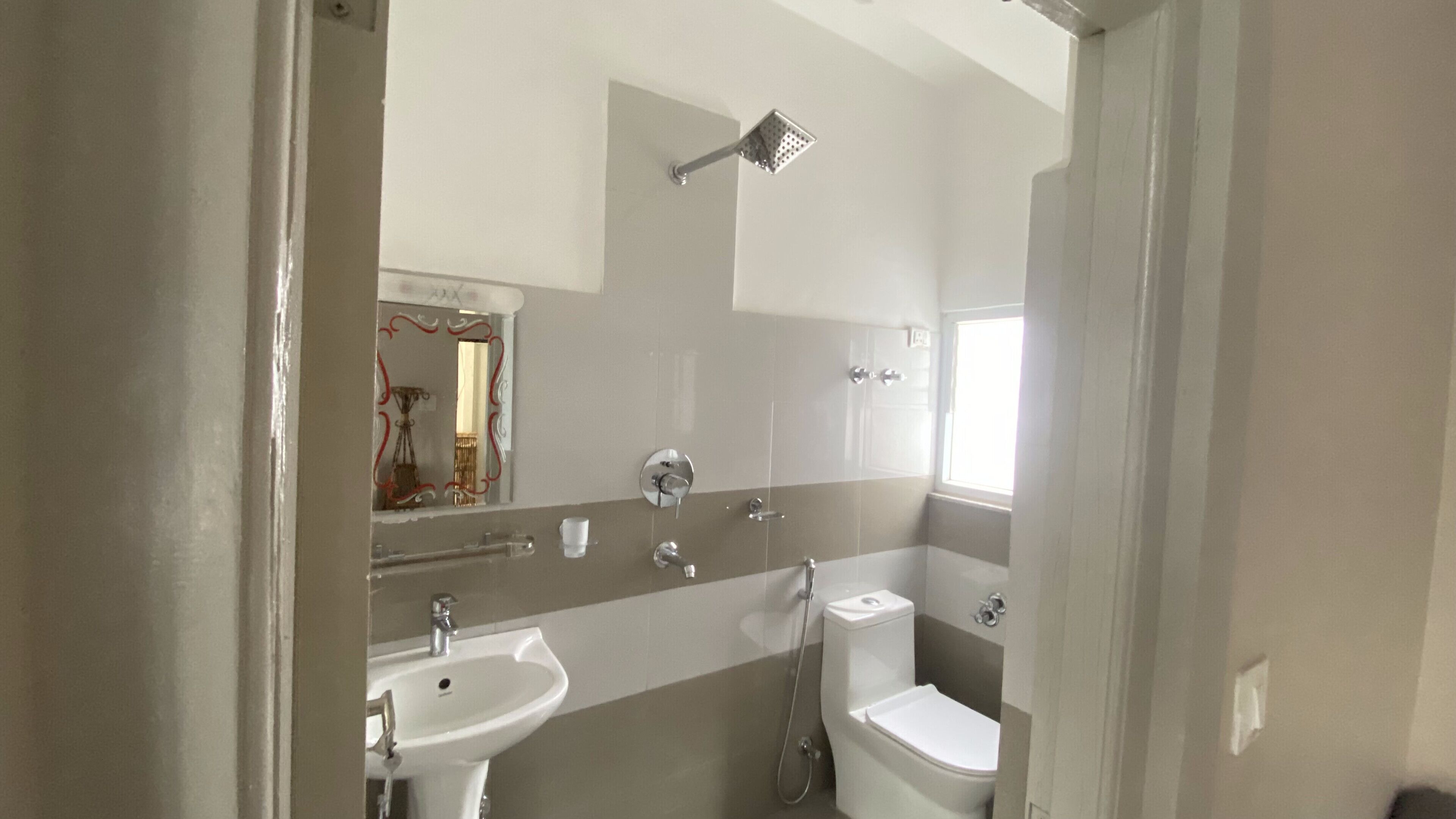 Shower, soap, toilet paper