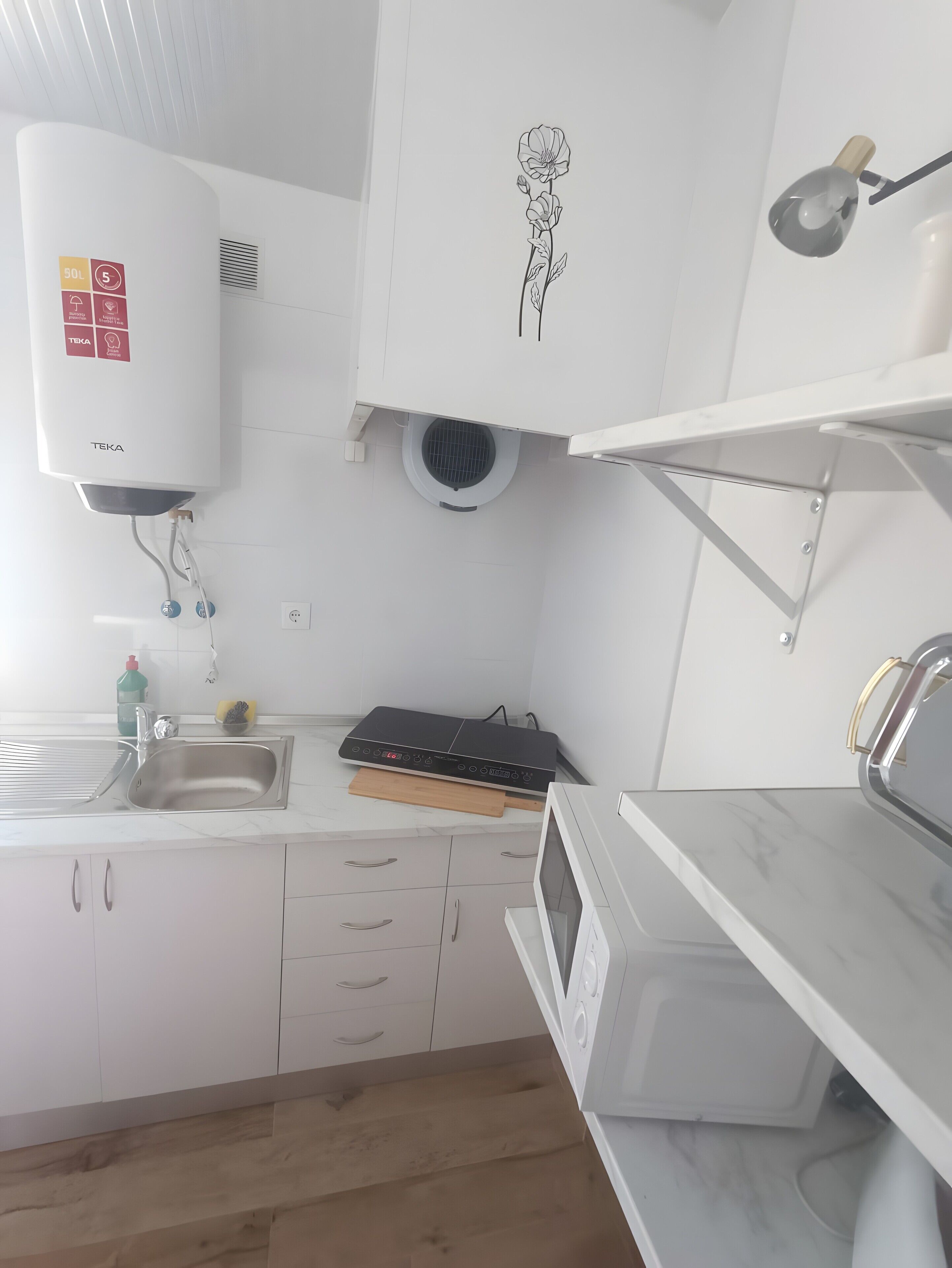 Fridge, microwave, stovetop, toaster